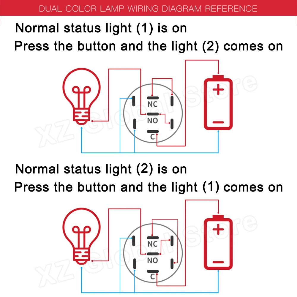 19mm 22mm Two-color Metal Push Button Switch With Waterproof Lamp Doorbell Car Momentary/Reset Latching/Fixation 12V 24V 220V