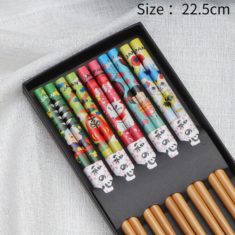5Pair Reusable Japanese Chopsticks for Sushi Non-Slip Food Sticks Chop Sticks Chinese Chopsticks Tableware Gift Kitchen Tools