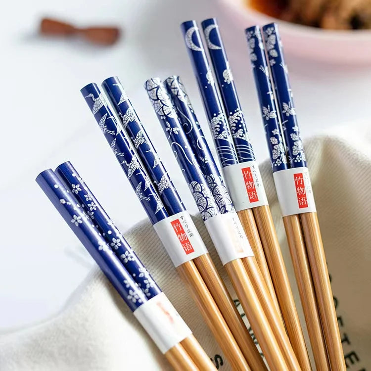 5Pair Reusable Japanese Chopsticks for Sushi Non-Slip Food Sticks Chop Sticks Chinese Chopsticks Tableware Gift Kitchen Tools