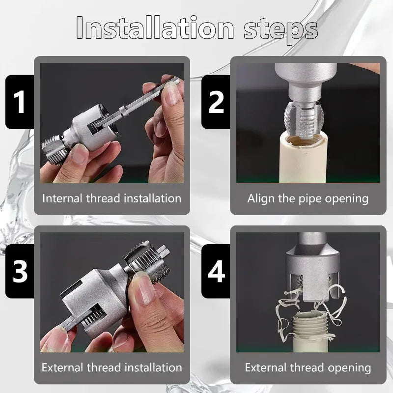 2PCS Heavy-Duty PVC/Plastic Pipe Threading Tool Kit 1/2" 3/4" 1" Male & Female Threads for PVC PPR MPP Pipes