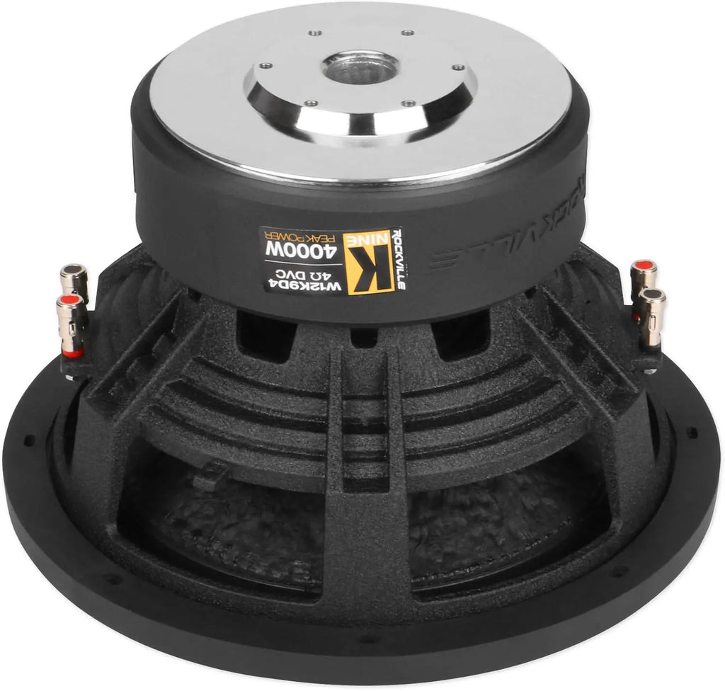12" 4000W Peak/1000W RMS Dual 4-Ohm Car Subwoofer, Ultra-Stiff Cone, Double-Stacked Magnet for Deep Bass