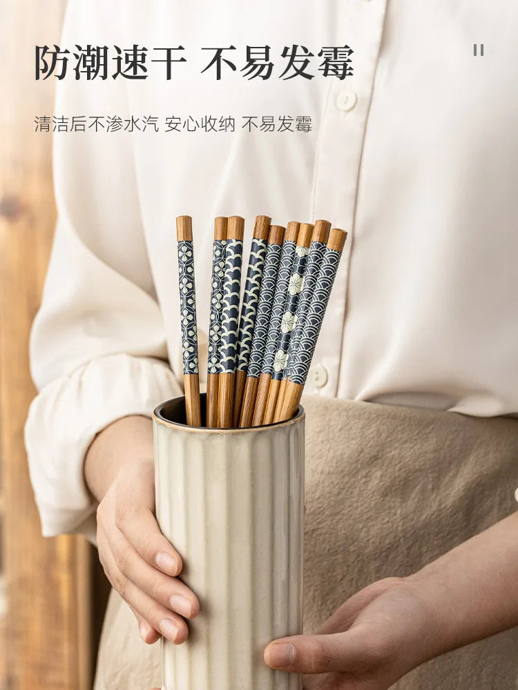 5Pair Reusable Japanese Chopsticks for Sushi Non-Slip Food Sticks Chop Sticks Chinese Chopsticks Tableware Gift Kitchen Tools