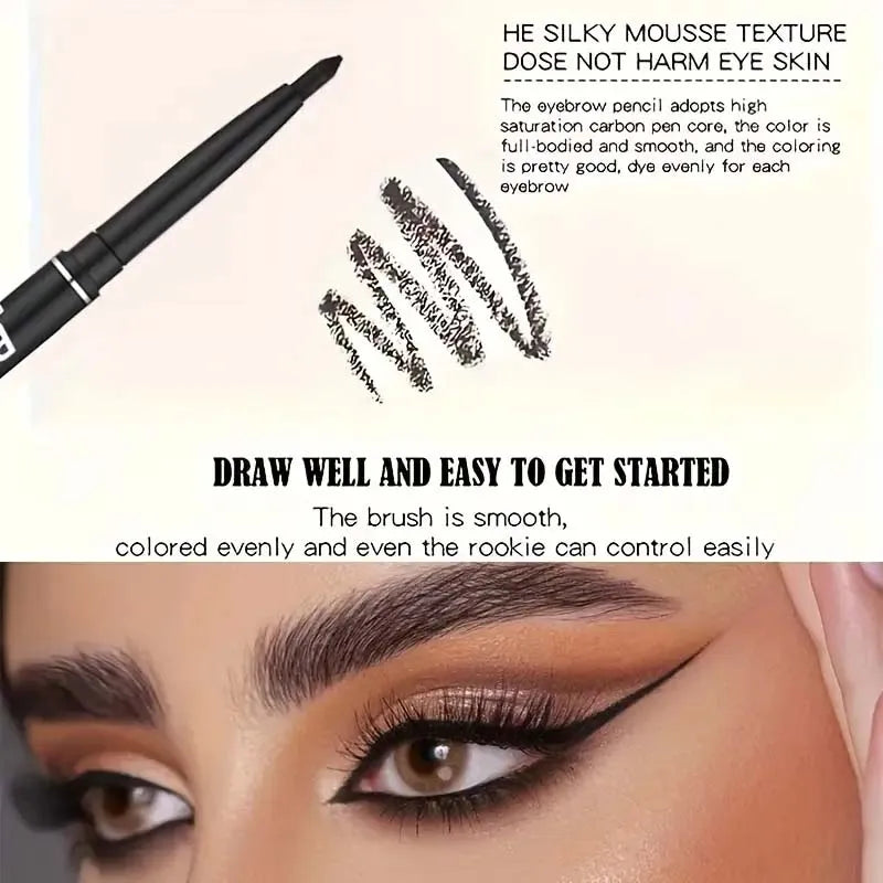 5pcs Smooth Black Eyeliner Pencil - Waterproof, Sweatproof & Long-Lasting Smudge-Proof Gel Liner for Precise Eye Makeup