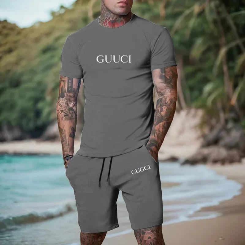 2025 Summer T-shirt, shorts men's casual sports set, fashionable short sleeved casual shopping trend clothing essential for trav