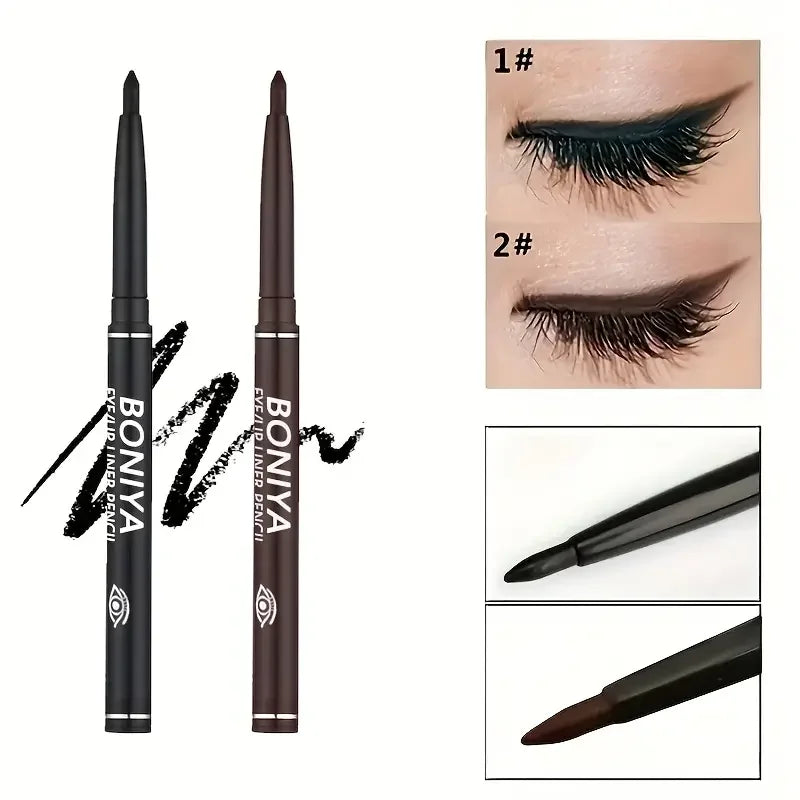 5pcs Smooth Black Eyeliner Pencil - Waterproof, Sweatproof & Long-Lasting Smudge-Proof Gel Liner for Precise Eye Makeup