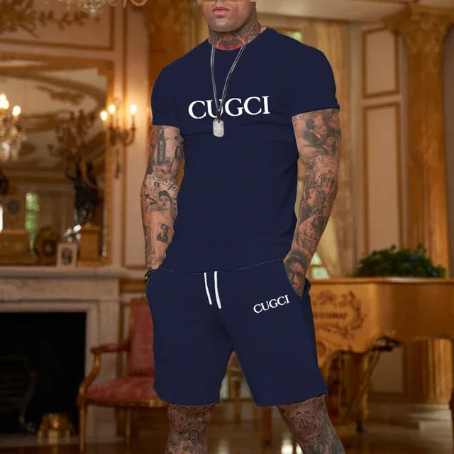 2025 Summer T-shirt, shorts men's casual sports set, fashionable short sleeved casual shopping trend clothing essential for trav