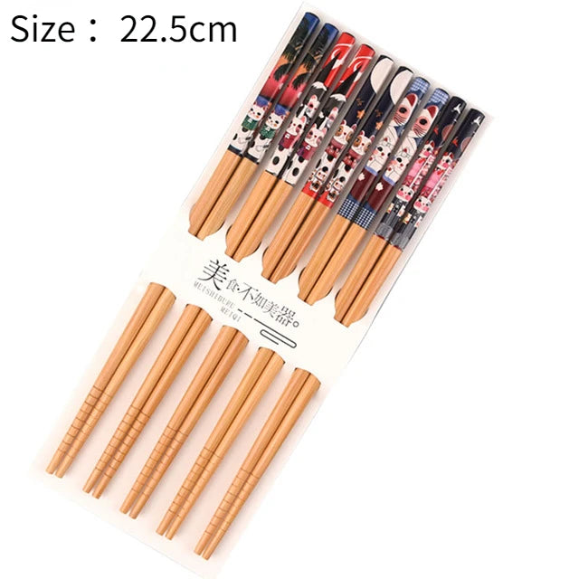 5Pair Reusable Japanese Chopsticks for Sushi Non-Slip Food Sticks Chop Sticks Chinese Chopsticks Tableware Gift Kitchen Tools