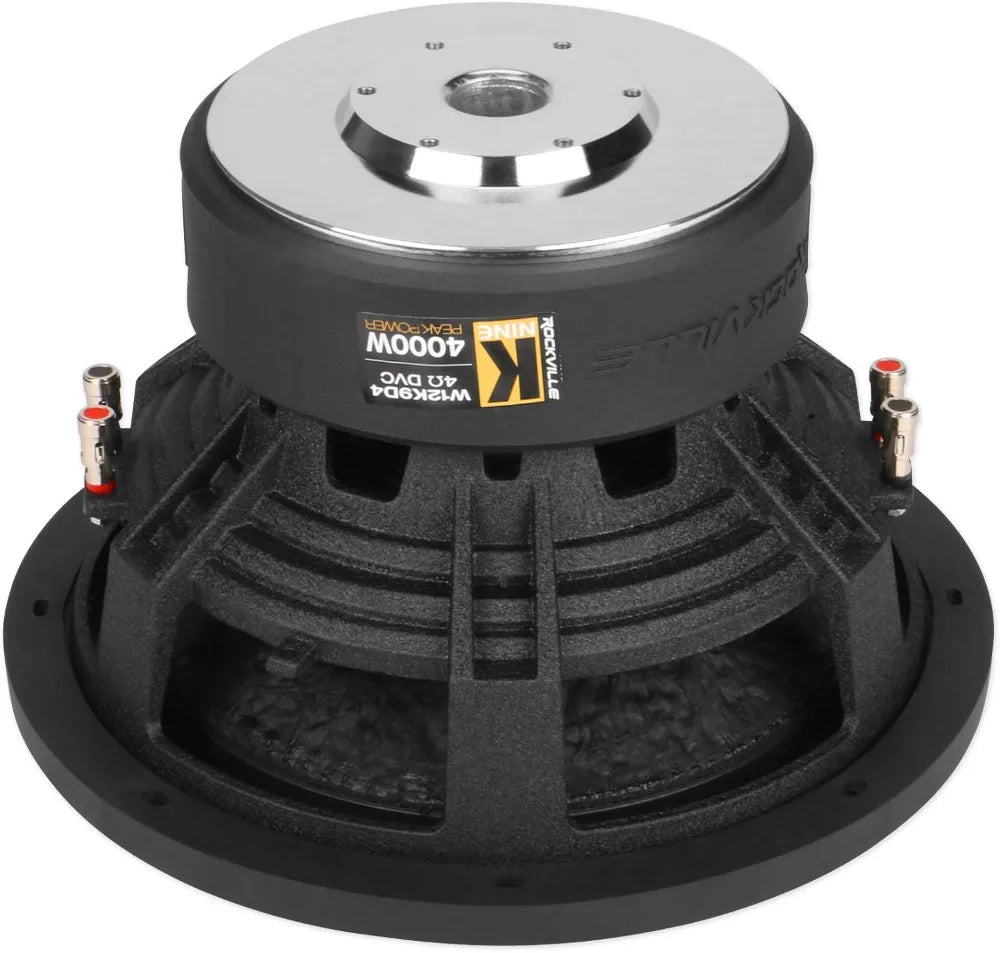 12" 4000W Peak/1000W RMS Dual 4-Ohm Car Subwoofer, Ultra-Stiff Cone, Double-Stacked Magnet for Deep Bass