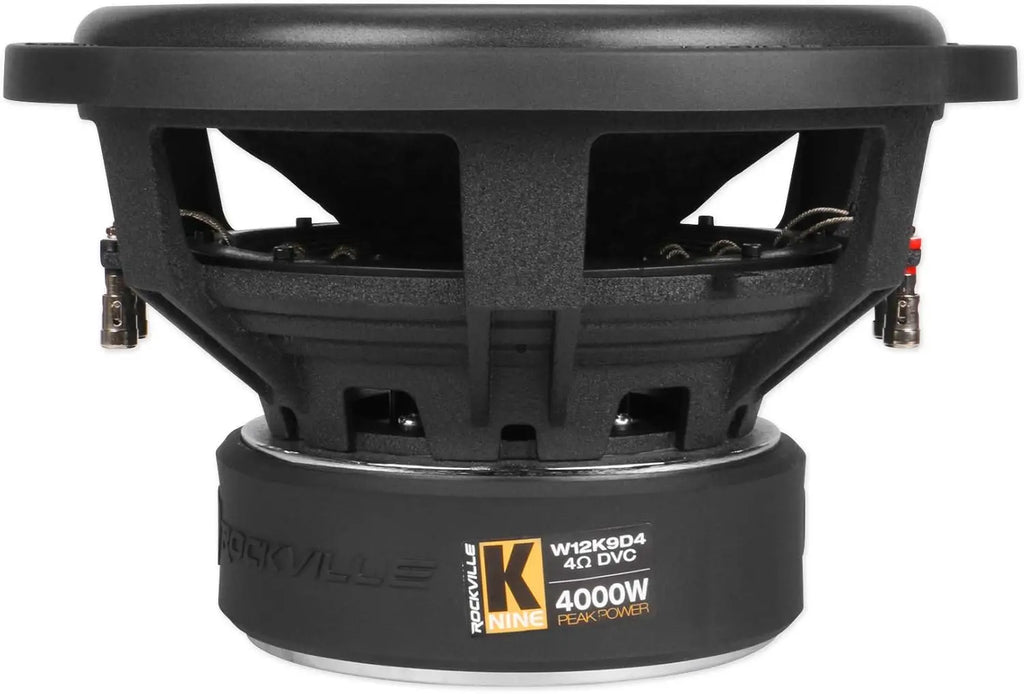 12" 4000W Peak/1000W RMS Dual 4-Ohm Car Subwoofer, Ultra-Stiff Cone, Double-Stacked Magnet for Deep Bass