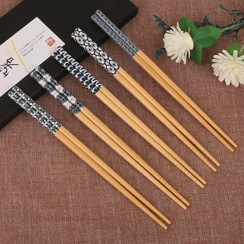 5Pair Reusable Japanese Chopsticks for Sushi Non-Slip Food Sticks Chop Sticks Chinese Chopsticks Tableware Gift Kitchen Tools